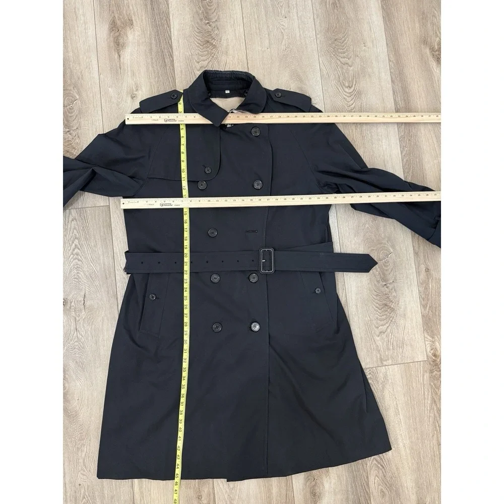 BURBERRY Trench Coat Men's 46 Black NOVA CHECK Detachable Wool Liner FALL 08